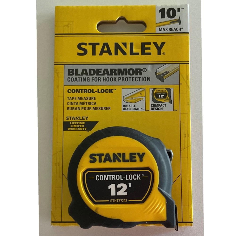 Stanley Control-Lock 12ft Tape Measure BladeArmor Yellow Black STHT37242 NEW